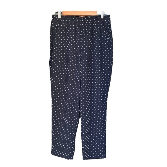 Abercrombie - NWT Pull On Navy Blue Polka Dot Dress Bohemian Comfort Pants Sz M - Picture 1 of 7